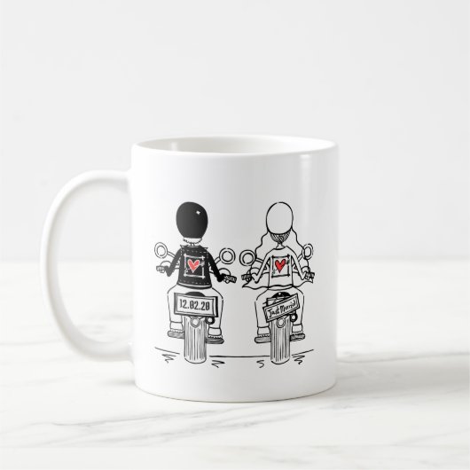 Personalisierte Biker Couple Wedding Gift Keramik Kaffeetasse (Links)