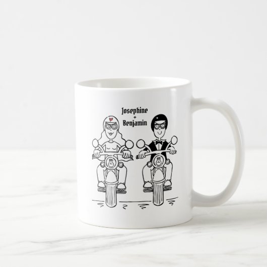 Personalisierte Biker Couple Wedding Gift Keramik Kaffeetasse (Rechts)