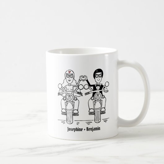 Personalisierte Biker Couple Wedding Gift Keramik Kaffeetasse (Rechts)