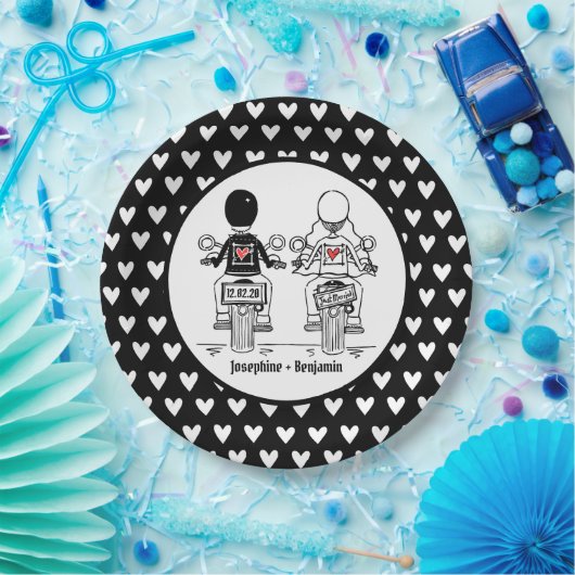 Personalisierte Biker-Hochzeitsfeier Pappteller (Party)