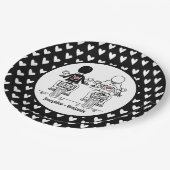 Personalisierte Biker-Hochzeitsfeier Pappteller (Schrägansicht)