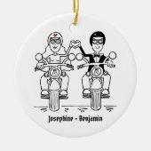 Personalisierte Biker Hochzeitsgeschenk Keramik De Keramik Ornament (Vorne)