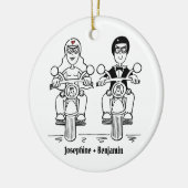 Personalisierte Biker Hochzeitsgeschenk Keramik De Keramik Ornament (Links)