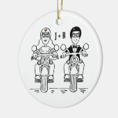 Personalisierte Biker Hochzeitsgeschenk Keramik De Ornament (Links)
