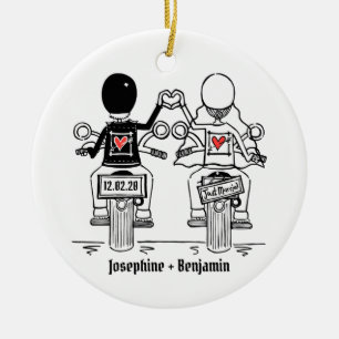 Personalisierte Biker Hochzeitsgeschenk Keramik De Ornament