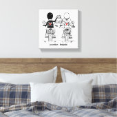 Personalisierte Biker-Motorrad-Hochzeitskanzel dru Leinwanddruck (Insitu (Schlafzimmer))