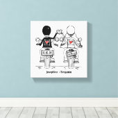 Personalisierte Biker-Motorrad-Hochzeitskanzel dru Leinwanddruck (Insitu (Holzboden))