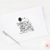 Personalisierte Biker-Motorrad-Hochzeitskleber Ovaler Aufkleber (Umschlag)