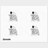 Personalisierte Biker-Motorrad-Hochzeitskleber Ovaler Aufkleber (Blatt)