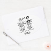 Personalisierte Biker-Motorrad-Hochzeitskleber Ovaler Aufkleber (Umschlag)