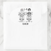 Personalisierte Biker-Motorrad-Hochzeitskleber Ovaler Aufkleber (Tasche)