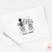 Personalisierte Biker-Motorrad-Hochzeitskleber Ovaler Aufkleber (Umschlag)
