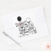 Personalisierte Biker-Motorrad-Hochzeitskleber Quadratischer Aufkleber (Umschlag)