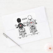 Personalisierte Biker-Motorrad-Hochzeitskleber Quadratischer Aufkleber (Umschlag)