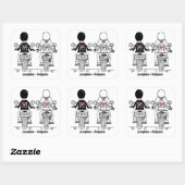 Personalisierte Biker-Motorrad-Hochzeitskleber Quadratischer Aufkleber (Blatt)