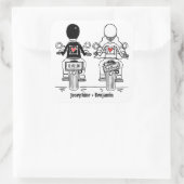 Personalisierte Biker-Motorrad-Hochzeitskleber Quadratischer Aufkleber (Tasche)