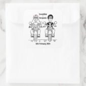 Personalisierte Biker-Motorrad-Hochzeitskleber Quadratischer Aufkleber (Tasche)