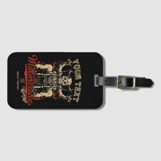 Personalisierte Biker Skeleton Motorrad Shop Garag Gepäckanhänger (Vorderseite (Horizontal))