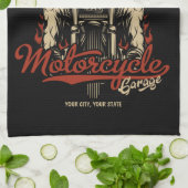 Personalisierte Biker Skeleton Motorrad Shop Garag Geschirrtuch (Gefaltet)