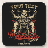 Personalisierte Biker Skeleton Motorrad Shop Garag Getränkeuntersetzer (Vorderseite)