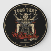 Personalisierte Biker Skeleton Motorrad Shop Garag Große Wanduhr (Vorderseite)