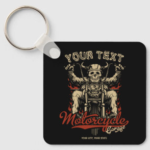 Personalisierte Biker Skeleton Motorrad Shop Garag Schlüsselanhänger
