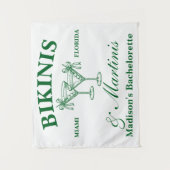 Personalisierte Bikinis & Martinis Junggesellinnen Wandteppich (Vorderseite)