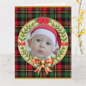 Personalisierte Bilderrahmen und Weihnachtskranz C Karte (Gelbe Blume)