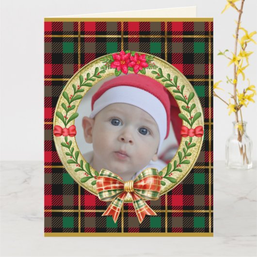 Personalisierte Bilderrahmen und Weihnachtskranz C Karte (Gelbe Blume)