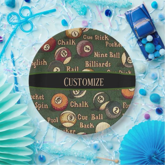 Personalisierte Billard-Bälle Pappteller (Party)