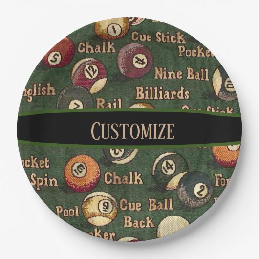 Personalisierte Billard-Bälle Pappteller (Vorderseite)