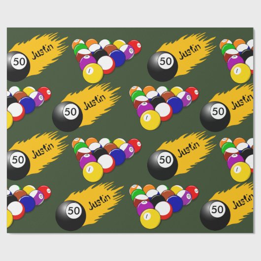 Personalisierte Billard Geschenkpapier (Flach)