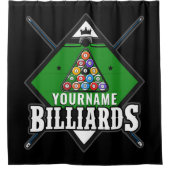 Personalisierte Billard NAME Cue Rack Pool Room Duschvorhang (Vorderseite)