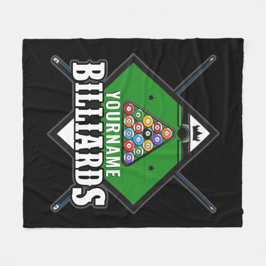 Personalisierte Billard NAME Cue Rack Pool Room Fleecedecke (Vorderseite (Horizontal))