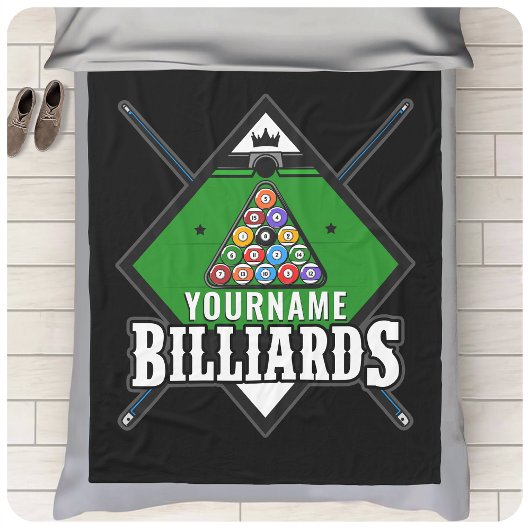 Personalisierte Billard NAME Cue Rack Pool Room Fleecedecke