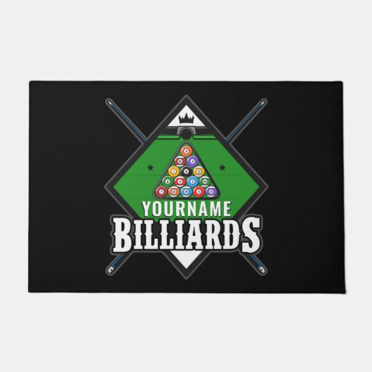 Personalisierte Billard NAME Cue Rack Pool Room Fußmatte (Vorderseite)