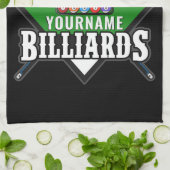 Personalisierte Billard NAME Cue Rack Pool Room Geschirrtuch (Gefaltet)
