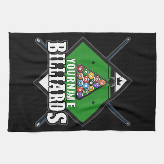 Personalisierte Billard NAME Cue Rack Pool Room Geschirrtuch (Horizontal)