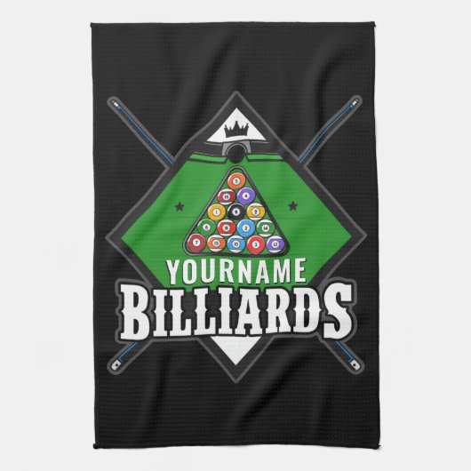 Personalisierte Billard NAME Cue Rack Pool Room Geschirrtuch (Vertikal)