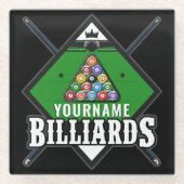 Personalisierte Billard NAME Cue Rack Pool Room Glasuntersetzer (Vorderseite)