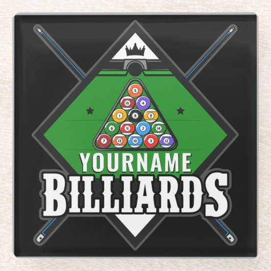 Personalisierte Billard NAME Cue Rack Pool Room Glasuntersetzer (Vorderseite)
