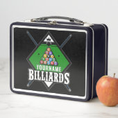 Personalisierte Billard NAME Cue Rack Pool Room Metall Brotdose (Beispiel)