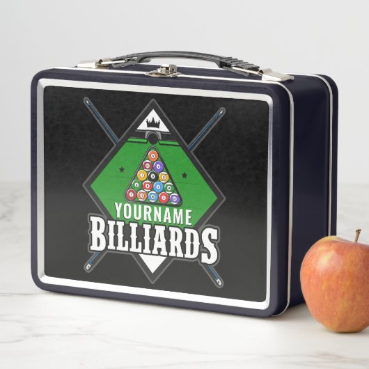 Personalisierte Billard NAME Cue Rack Pool Room Metall Brotdose (Beispiel)