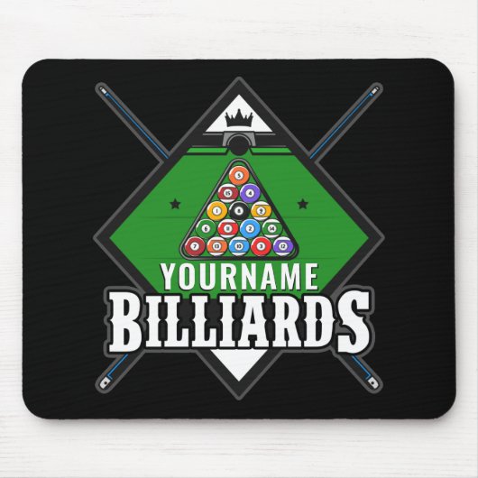 Personalisierte Billard NAME Cue Rack Pool Room Mousepad (Vorne)