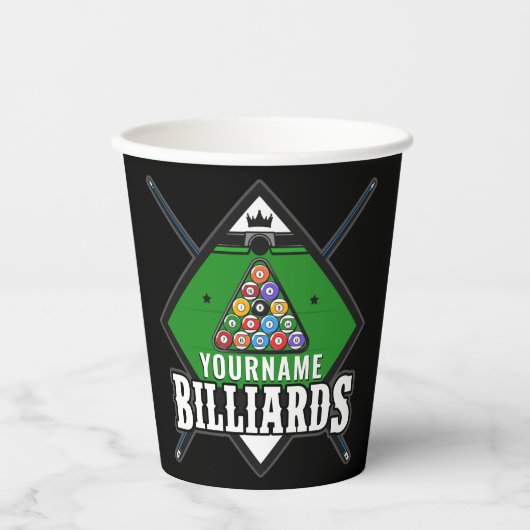 Personalisierte Billard NAME Cue Rack Pool Room Pappbecher (Vorderseite)