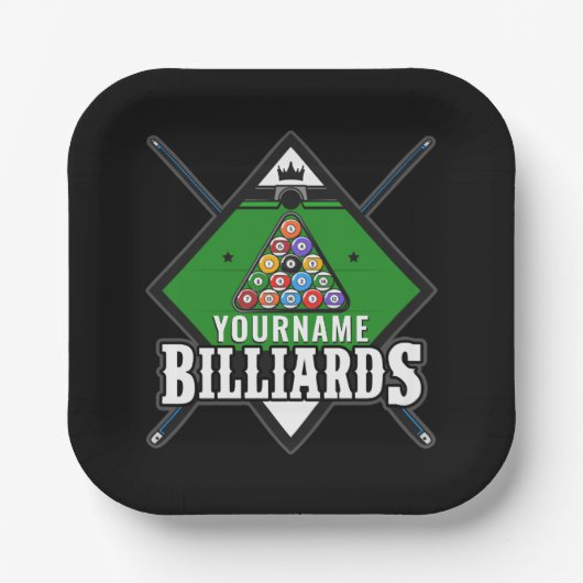 Personalisierte Billard NAME Cue Rack Pool Room Pappteller (Vorderseite)
