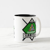 Personalisierte Billard NAME Cue Rack Pool Room Zweifarbige Tasse (VorderseiteRechts)