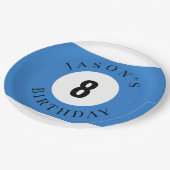Personalisierte Billard Pool Billard Geburtstag Pappteller (Schrägansicht)