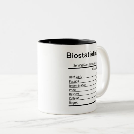 Personalisierte biostatistische Daten Ernährung Zweifarbige Tasse (VorderseiteRechts)