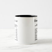 Personalisierte biostatistische Daten Ernährung Zweifarbige Tasse (Mittel)